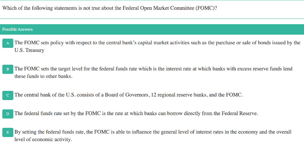 Which Of The Following Statements Best Describes The 12 Federal Reserve