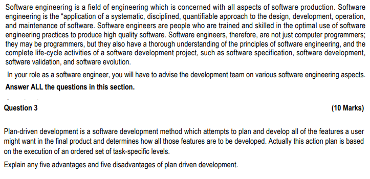 Solved Software engineering is a field of engineering which | Chegg.com