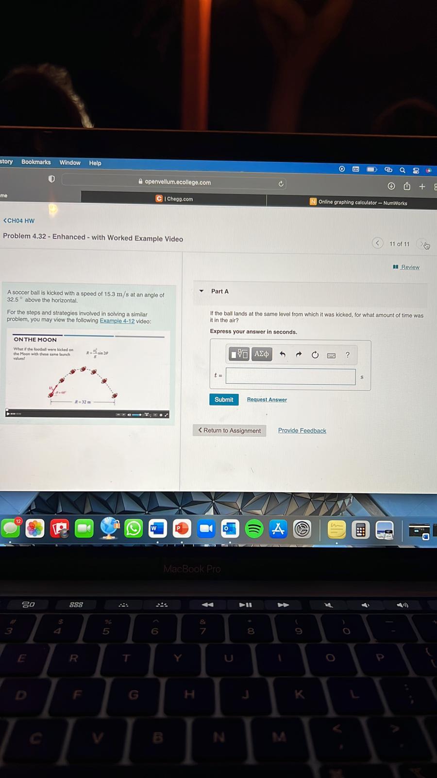 Solved A soccer ball is kicked with a speed of 15.3 m/s at
