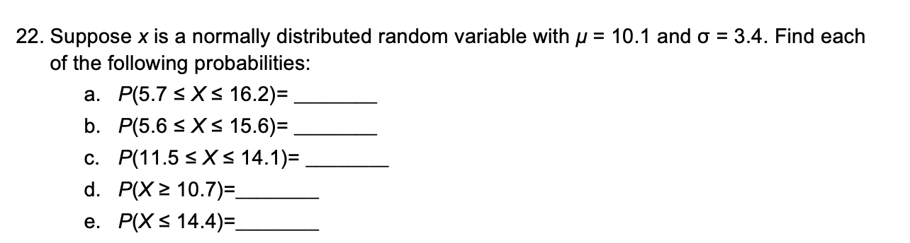 Solved 22. Suppose x is a normally distributed random | Chegg.com