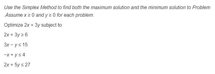 Solved Use the Simplex Method to find both the maximum | Chegg.com