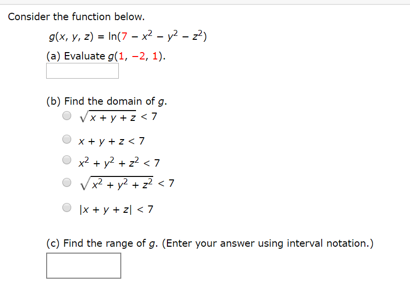 Solved Consider The Function Below G X Y Z In 7 X Chegg Com