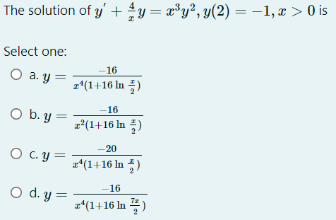 Solved The Solution Of Y 4y X3y2 Y 2 1 X 0 Is Chegg Com