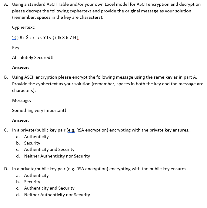 Solved B. Using ASCII Encryption Please Encrypt The | Chegg.com