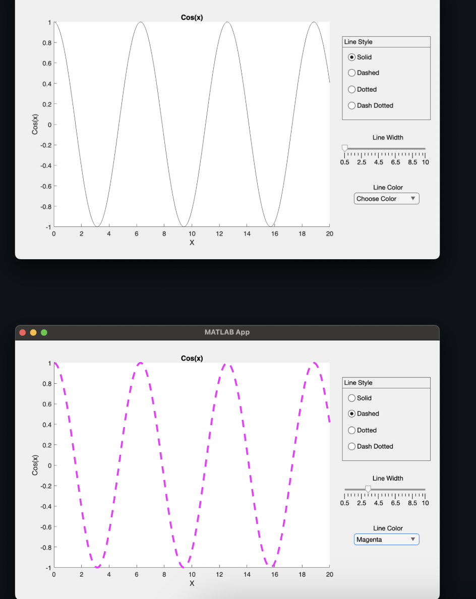 Solved wirte for me the callbacks code plz in matlab Create