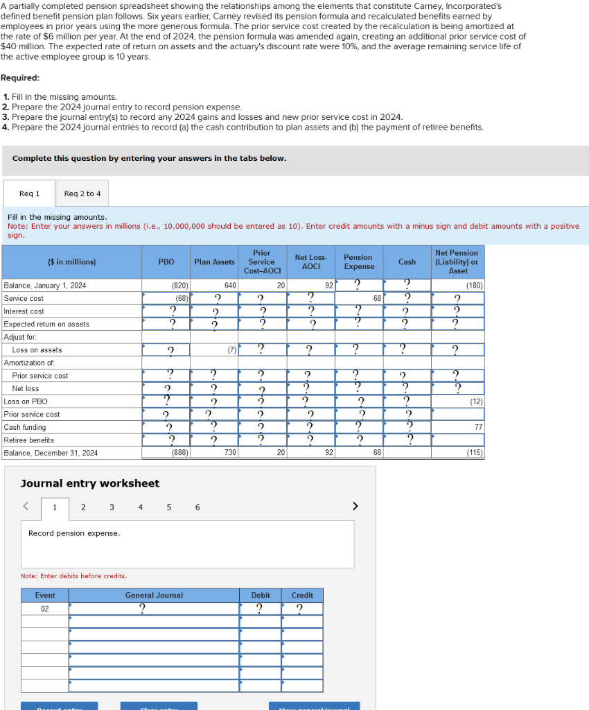 Solved A partially completed pension spreadsheet showing the