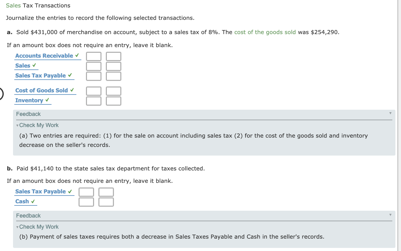 Solved Sales Tax Transactions Journalize the entries to | Chegg.com