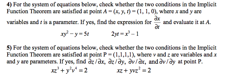 Solved 4) For the system of equations below, check whether | Chegg.com