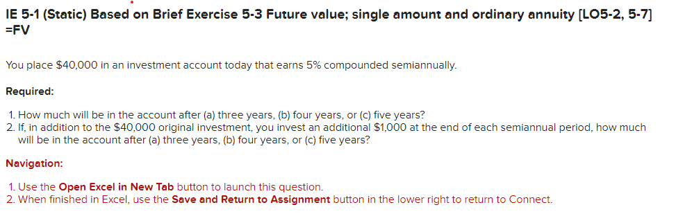 Solved IE 5-1 (Static) Based On Brief Exercise 5-3 Future | Chegg.com