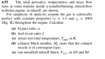 Solved 4.55 The total pressures, temperatures and mass flow | Chegg.com