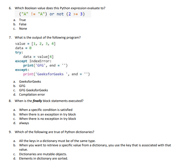 Solved 2. In Python, what does the 