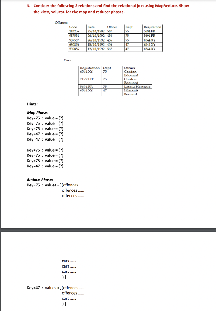 3. Consider the following 2 relations and find the | Chegg.com