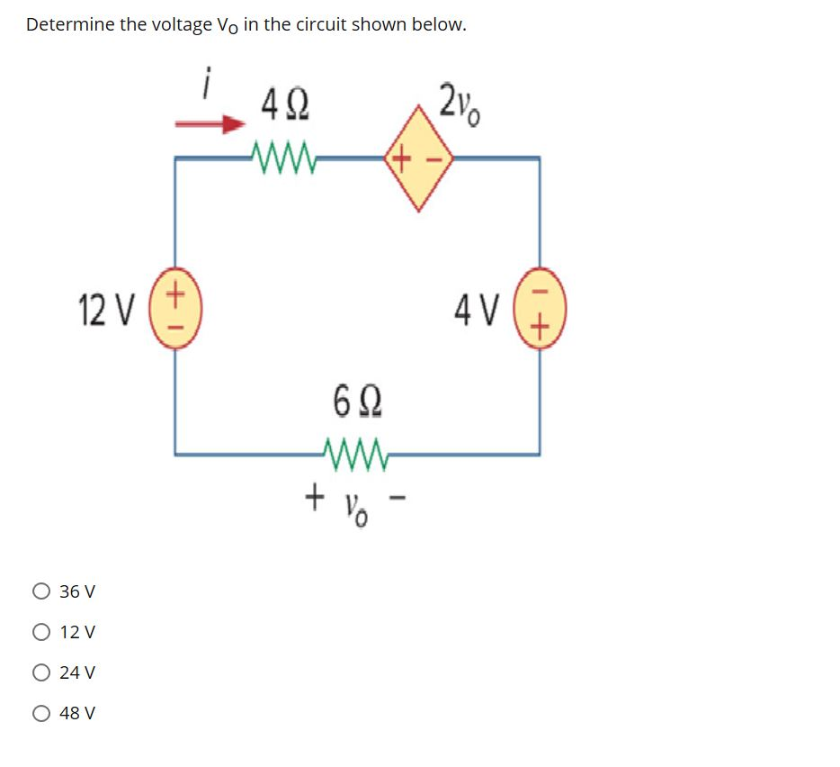 Solved Determine the voltage Vo in the circuit shown below. | Chegg.com