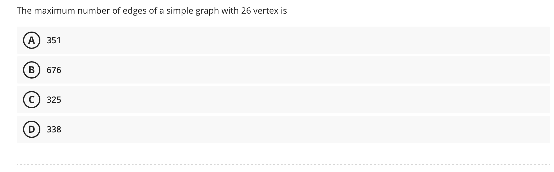 Solved The maximum number of edges of a simple graph with 26 | Chegg.com