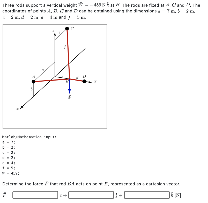 Three Rods Support A Vertical Weight 459 Na At Chegg Com