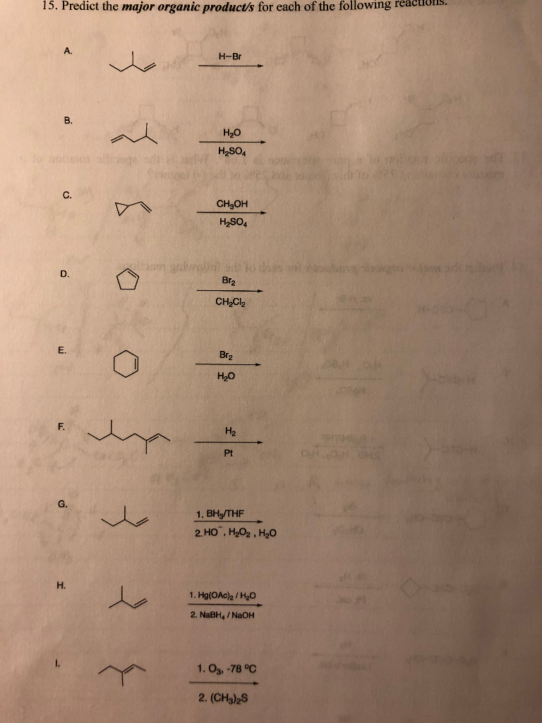 Solved Predict the major organic products for each of the | Chegg.com