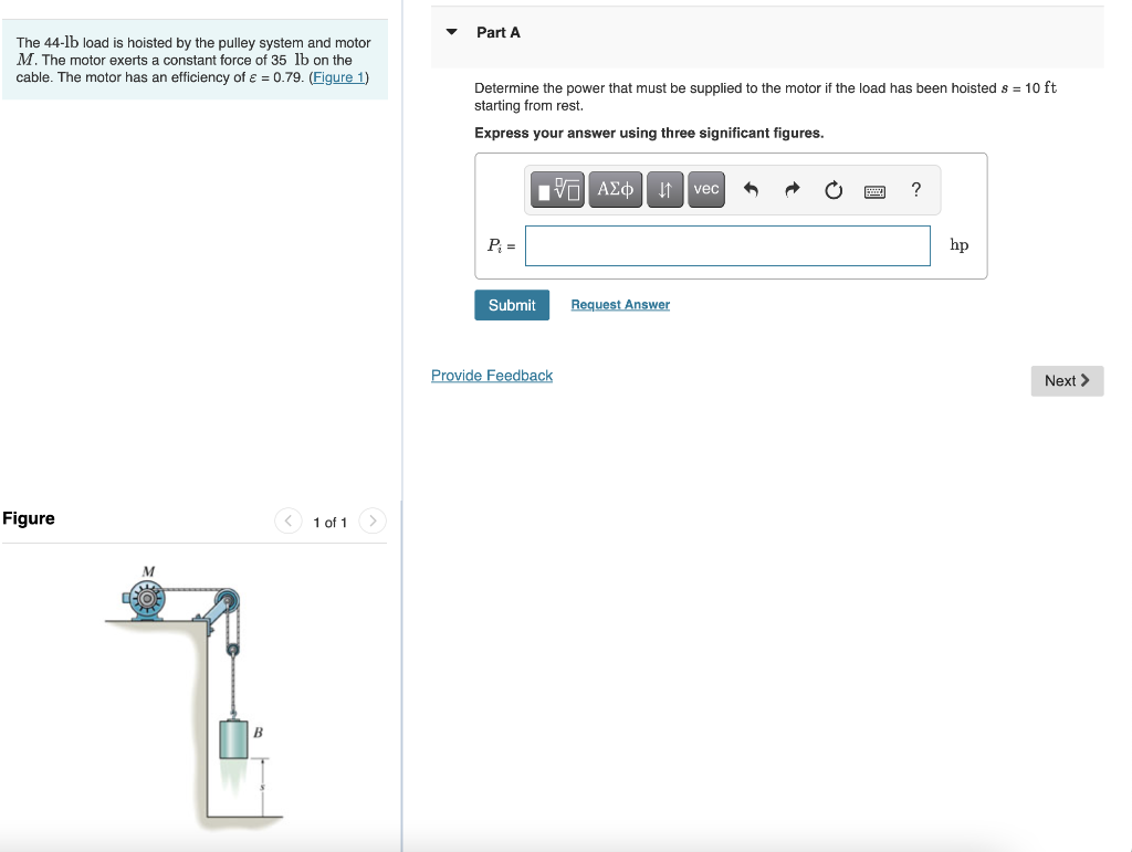 Solved The 44lb load is hoisted by the pulley system and