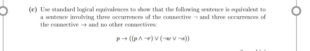 Solved c Use Standard Logical Equivalences To Show That Chegg