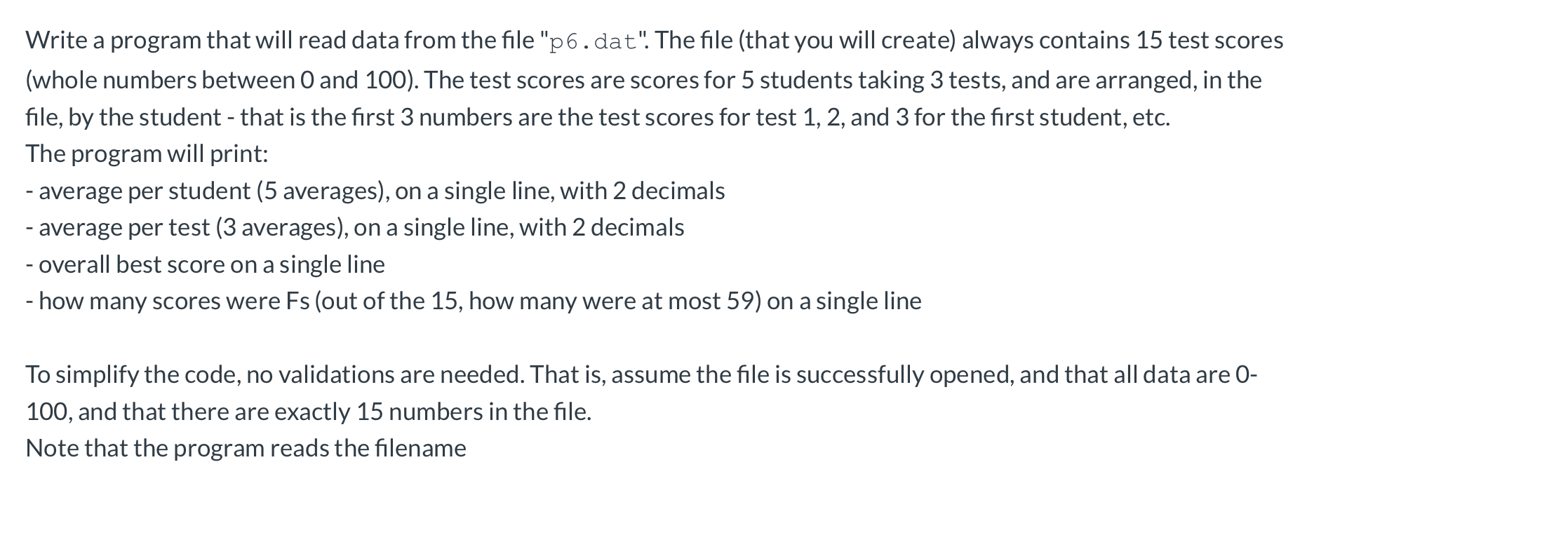 Solved Write a program that will read data from the file | Chegg.com