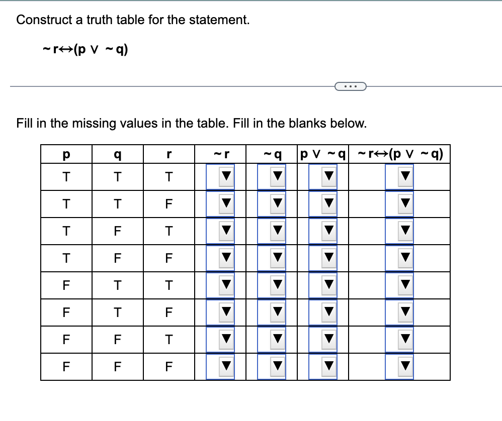 Solved Construct a truth table for the statement. | Chegg.com