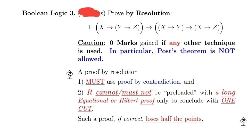 Solved Boolean Logic 3. is) Prove by Resolution: +(x + | Chegg.com