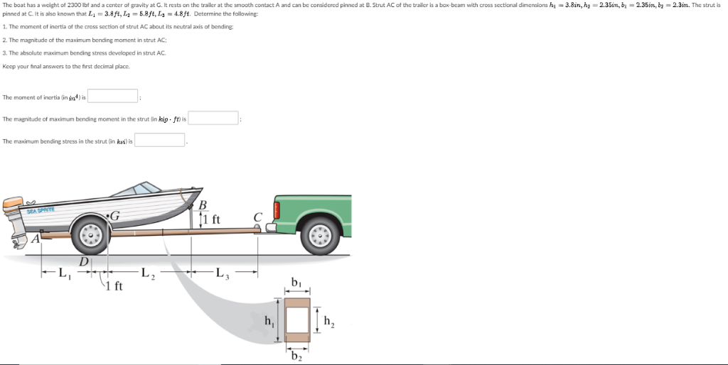 Solved The Boat Has A Weight Of 2300 1 F And A Center Of | Chegg.com