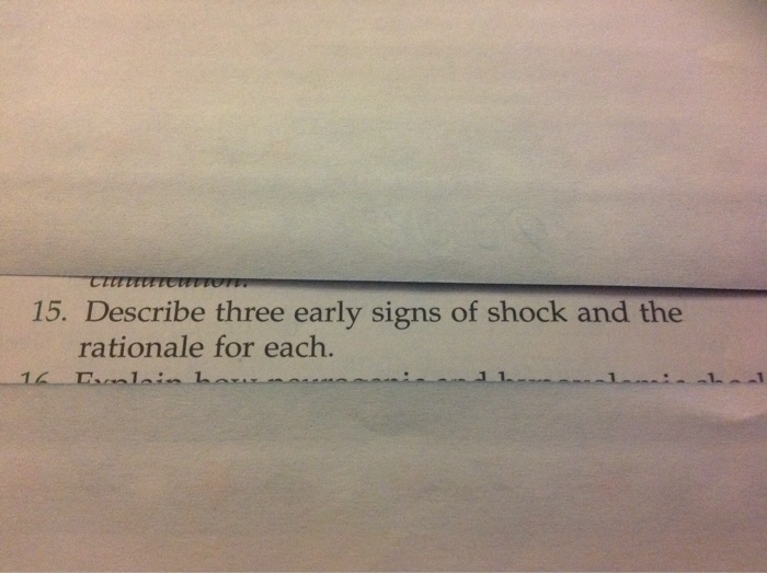 Solved Describe three early signs of shock and the rationale