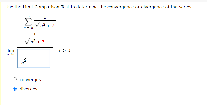 Solved Use The Limit Comparison Test To Determine The Con Chegg Com