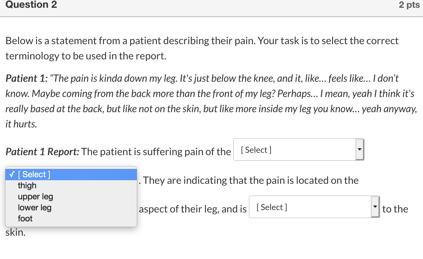 Solved Question 2 2 Pts Below Is A Statement From A Patient | Chegg.com