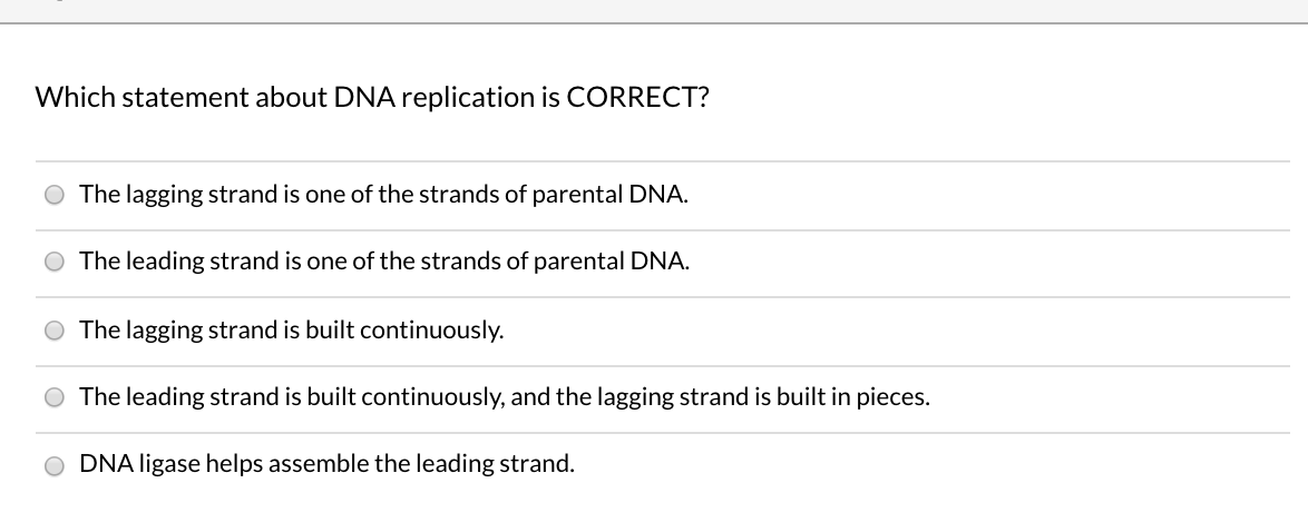 Solved Which statement about DNA replication is CORRECT? O | Chegg.com