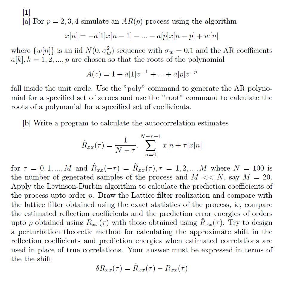 Statistical Signal Processing - Practical Do the | Chegg.com