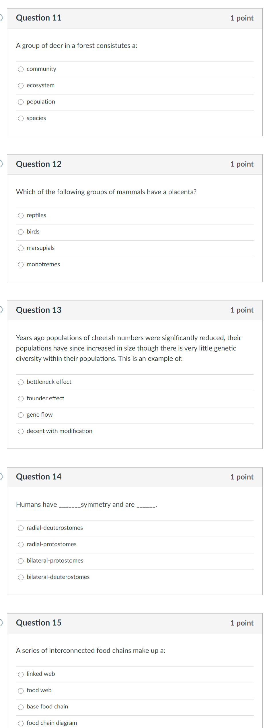 Solved Question 1 1 point Which of the following would be an | Chegg.com