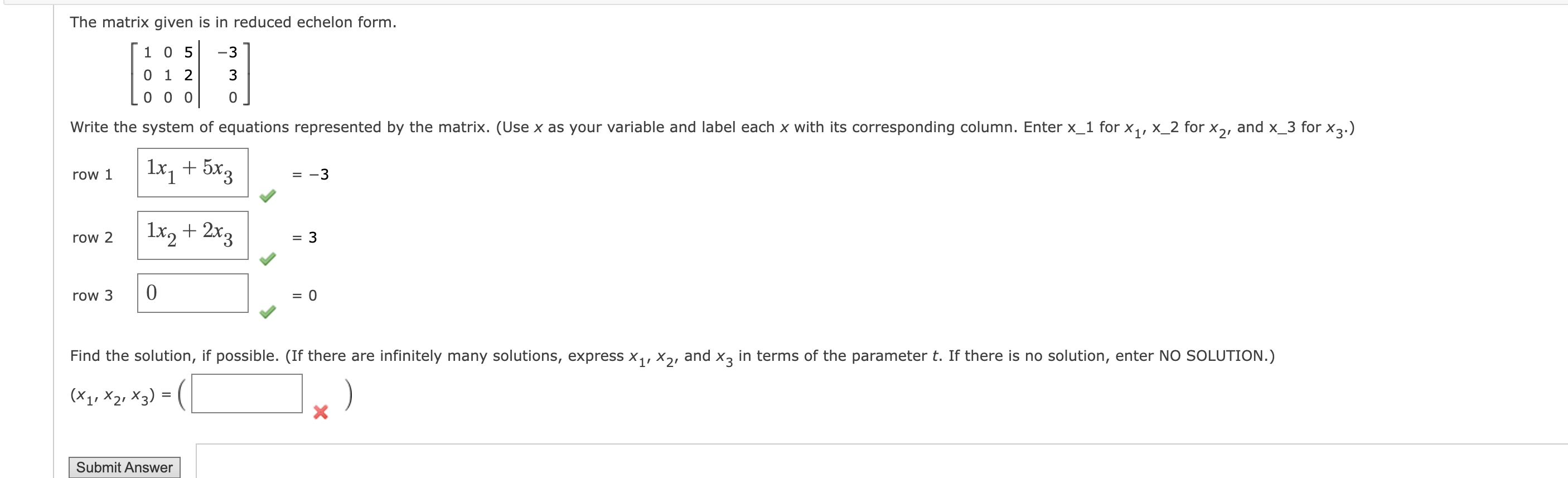 Solved The matrix given is in reduced echelon form. | Chegg.com