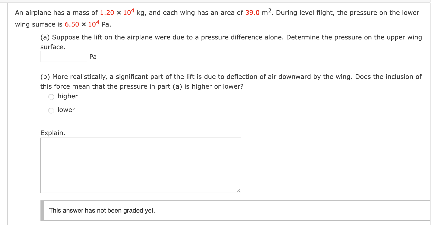 Solved An airplane has a mass of 1.20 x 104 kg, and each