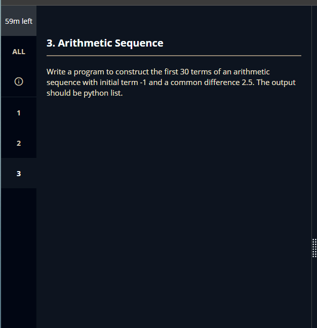 Solved 59m left 3. Arithmetic Sequence ALL Write a program | Chegg.com