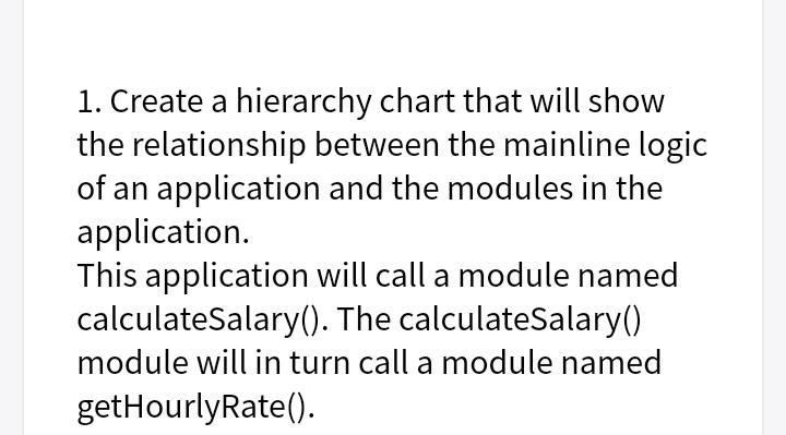 Solved 1. Create A Hierarchy Chart That Will Show The | Chegg.com