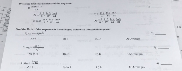 Solved Write the first four elements of the sequence. 1) 1 | Chegg.com