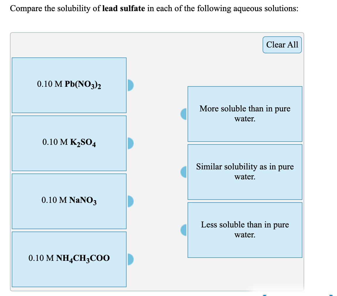 Solved Compare the solubility of lead chromate in each of