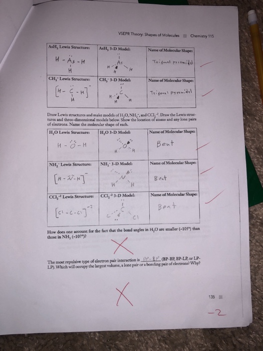 Solved VSEPR Theory: Shapes of Molecules Chamistry 115 4 | Chegg.com