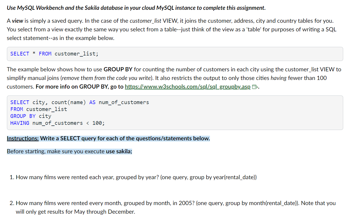 use-mysql-workbench-and-the-sakila-database-in-your-chegg