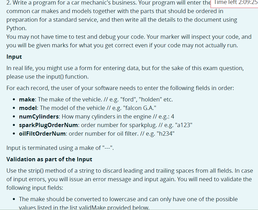 2. Write a program for a car mechanic's business. | Chegg.com