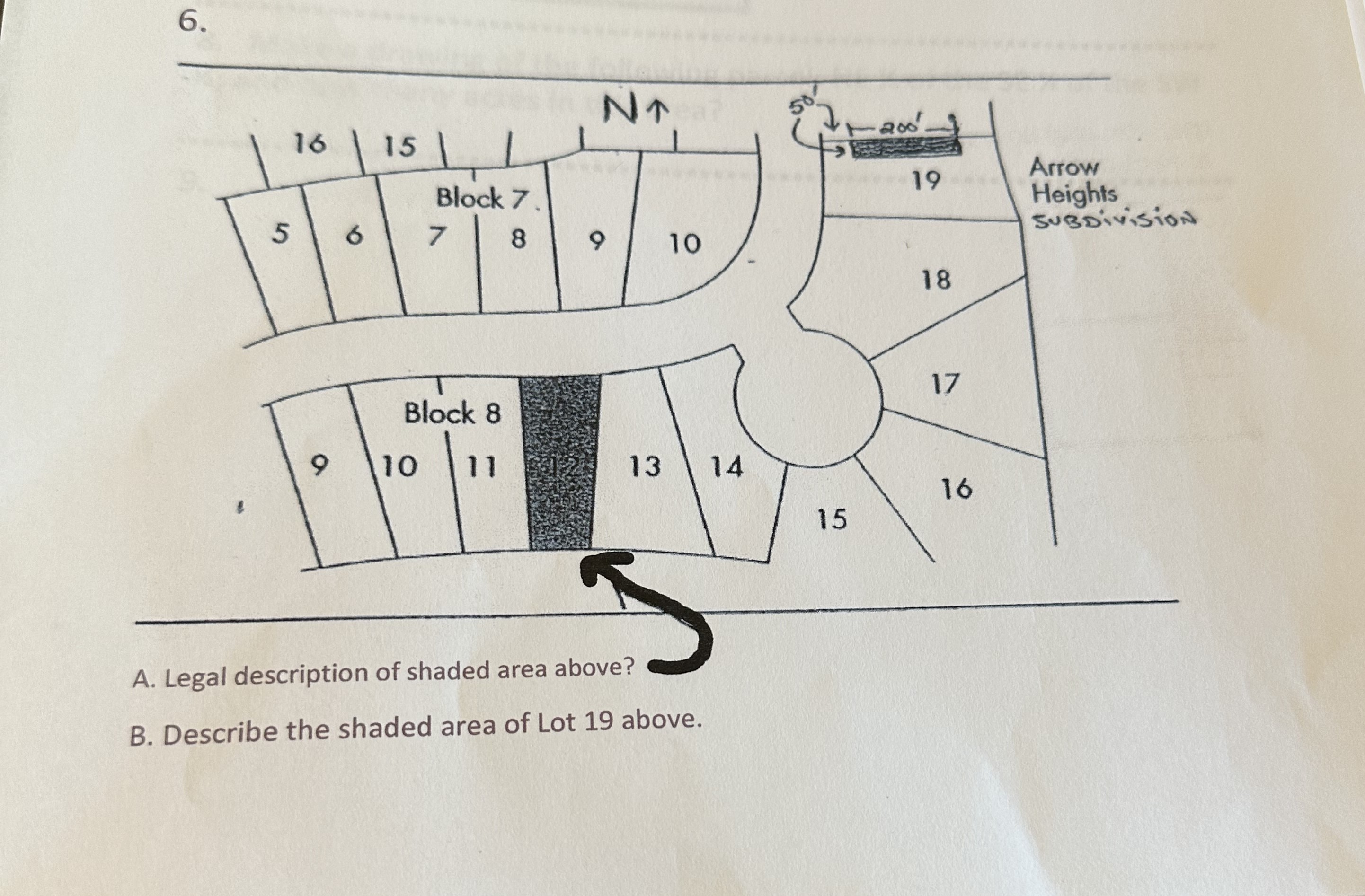 Solved A. L−0 B. Describe the shaded area of Lot 19 above. | Chegg.com