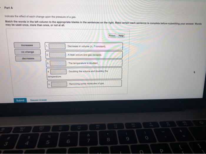 Solved Part A Indicate the effect of each change upon the | Chegg.com