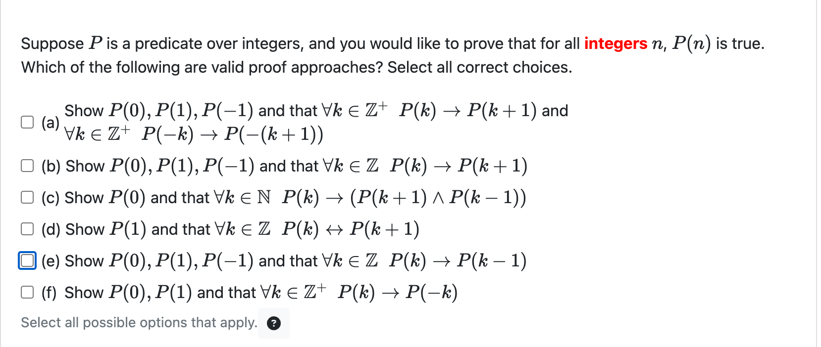 Solved Suppose P is a predicate over integers, and you would | Chegg.com