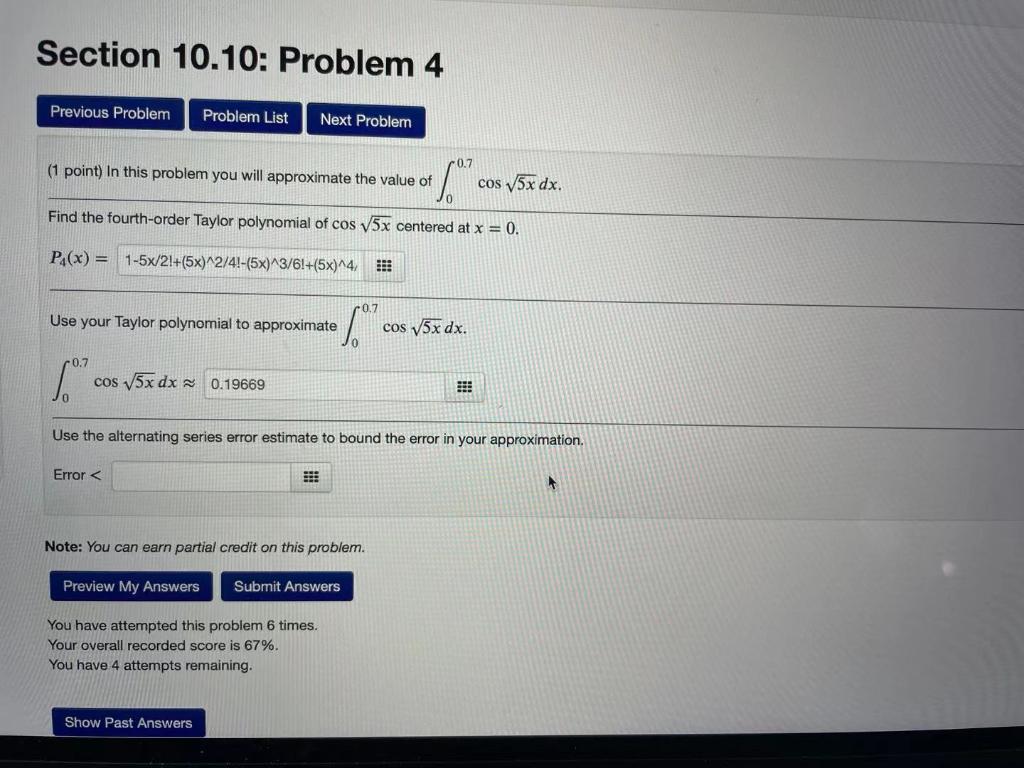 Solved Section 10.10: Problem 4 Previous Problem Problem | Chegg.com