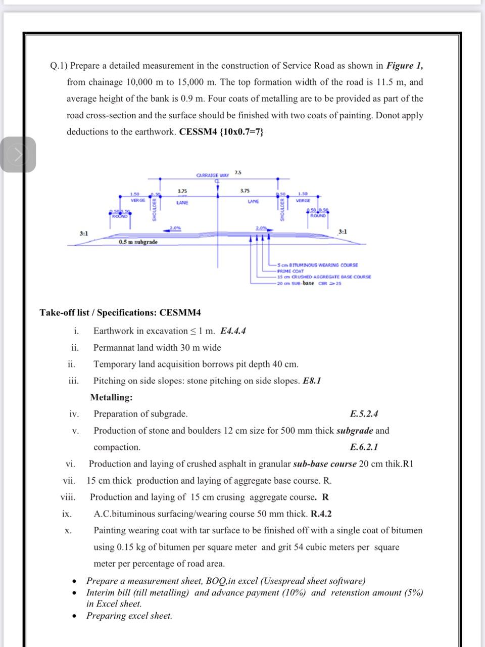 Solved Q.1) Prepare a detailed measurement in the | Chegg.com