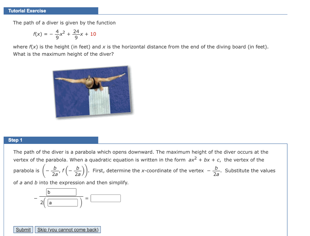 Solved Tutorial Exercise The path of a diver is given by the | Chegg.com