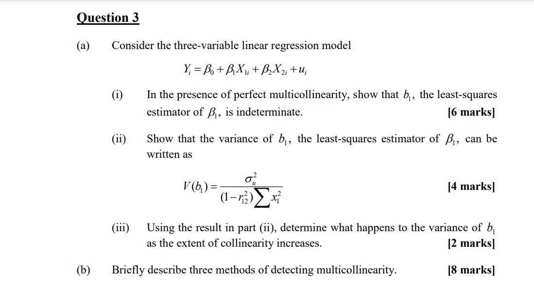 Question 3 (a) (b) Consider The Three-variable Linear | Chegg.com