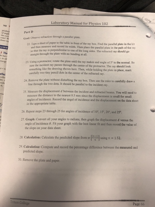 Solved Laboratory Manual for Physics 102 Lab S1: Reflection | Chegg.com