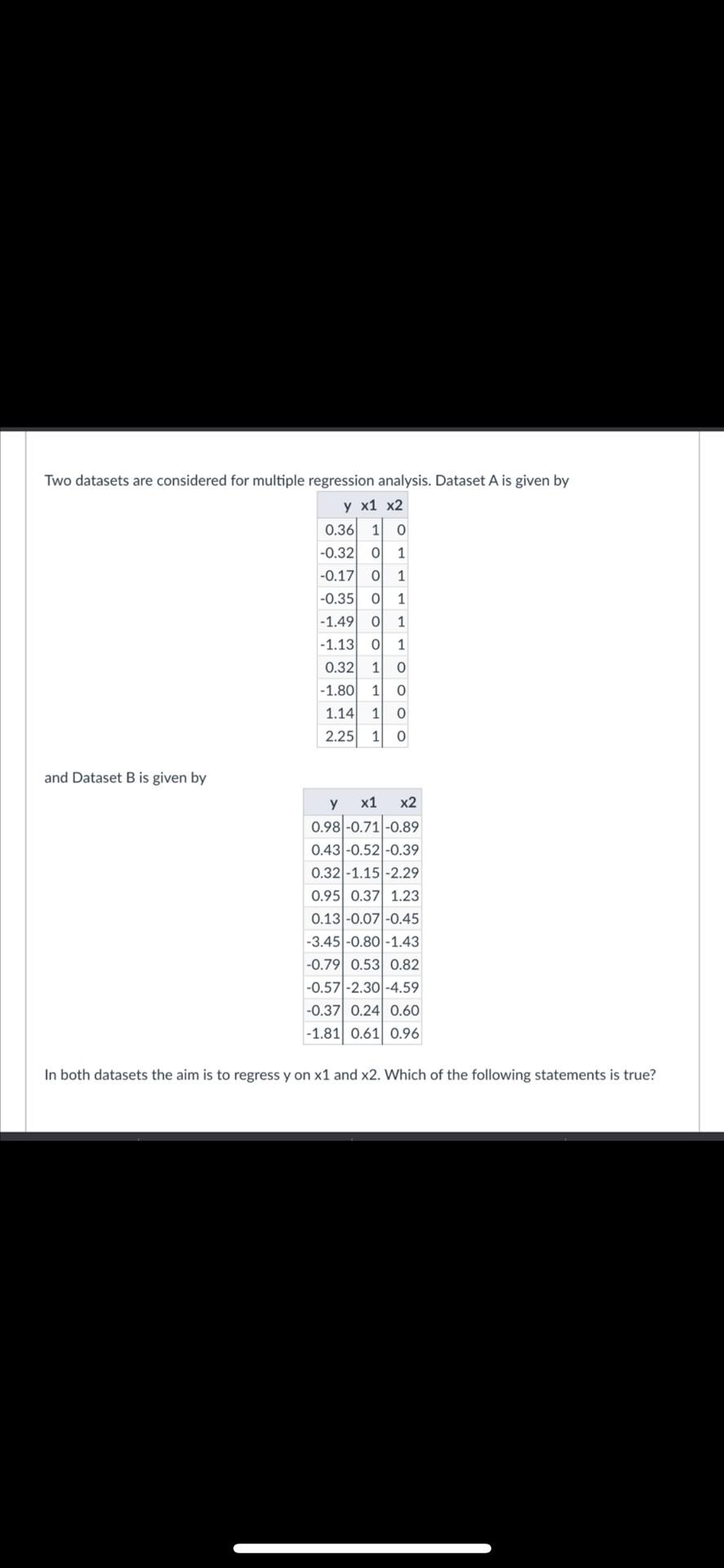 solved-two-datasets-are-considered-for-multiple-regression-chegg